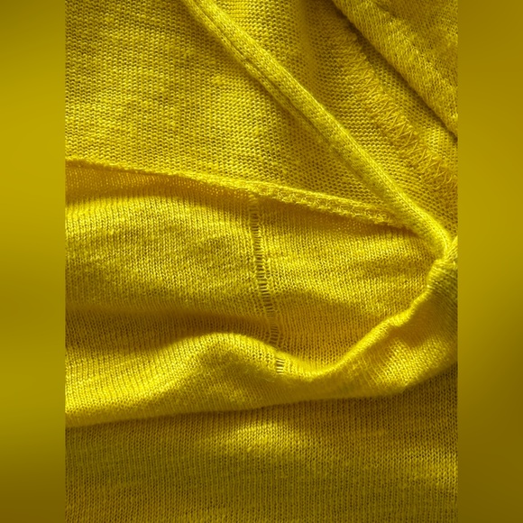 MAEVE Anthropologie Yellow Horizon Top Sz S 100% Linen Tee Crossover Tie Back - Picture 9 of 9